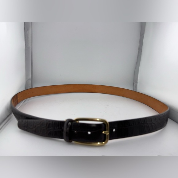 Martin Dingman Genuine Alligator Grain Calfskin Brown 42" Belt Hand Made in USA - Picture 6 of 12